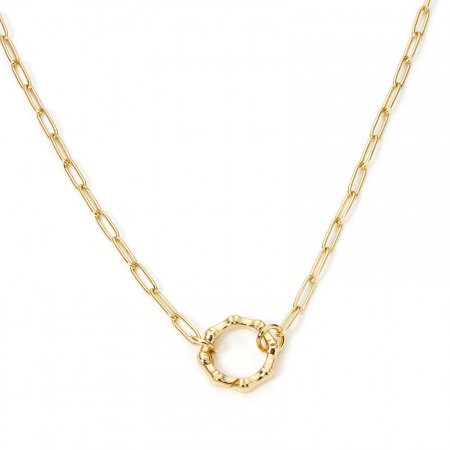 Picture of 1 Piece Brass Paperclip Chain Necklace Gold Plated With Spring Ring Clasp