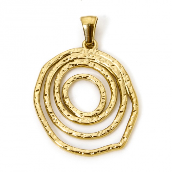 Immagine di 1 Pz Placcatura Sottovuoto Ecologica 304 Acciaio Inossidabile Ciondoli Pendenti Ovale Oro Placcato Spirale 3.4cm x 2.5cm