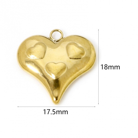 Image de 1 Pièce Breloques en 304 Acier Inoxydable Placage Sous Vide Écologique La Saint Valentin Doré 18mm x 17.5mm