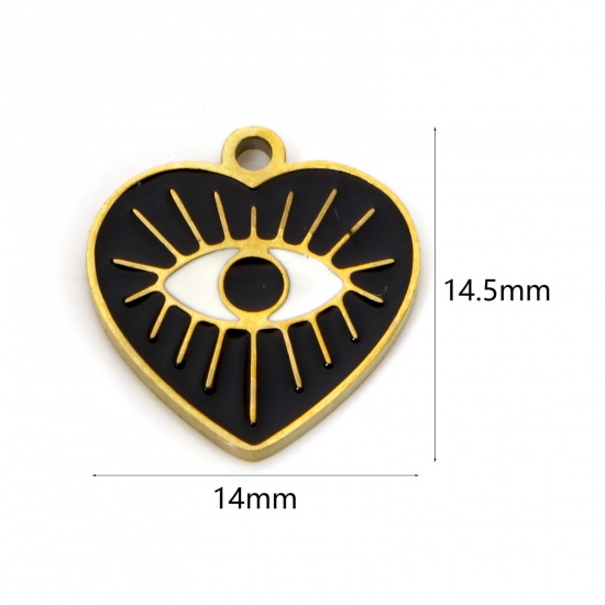 Image de 1 Pièce Breloques en 304 Acier Inoxydable Placage Sous Vide Écologique Religieux Doré Noir Émail 14.5mm x 14mm