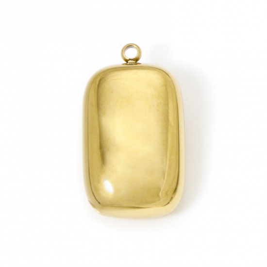 Immagine di 1 Pz Placcatura Sottovuoto PVD Ecologica 304 Acciaio Inossidabile Ciondoli Rettangolo 14K Vero Oro Placcato 3D 20mm x 12mm