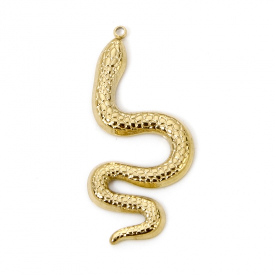 Image de 1 Pièce Pendentifs en 304 Acier Inoxydable Placage sous Vide PVD Respectueux de l'Environnement Religieux Serpent Plaqué Or Véritable 14K 3.2cm x 1.5cm
