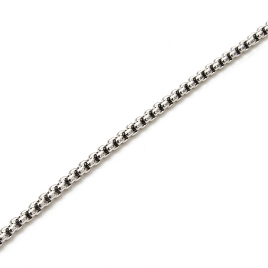 Picture of 1 M 304 Stainless Steel Box Chain For Handmade DIY Jewelry Making Findings Silver Tone 2.5mm