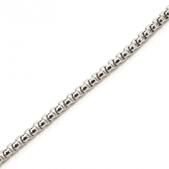 Picture of 1 M 304 Stainless Steel Box Chain For Handmade DIY Jewelry Making Findings Silver Tone 3mm