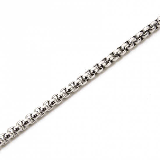 Picture of 1 M 304 Stainless Steel Box Chain For Handmade DIY Jewelry Making Findings Silver Tone 4mm