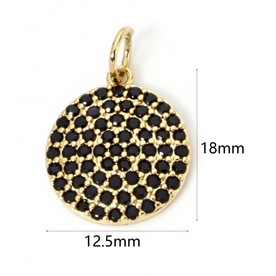 Imagen de 1 Unidad Respetuoso del Medio Ambiente Latón Micro Pave Colgantes Ronda 18K Oro Real Chapado Claro Circón Artificial 18mm x 12.5mm