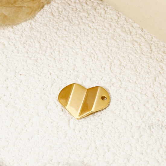 Immagine di 5 Pz Ottone San Valentino Ciondoli Cuore Placcato Oro 18K 15.5mm x 12.5mm