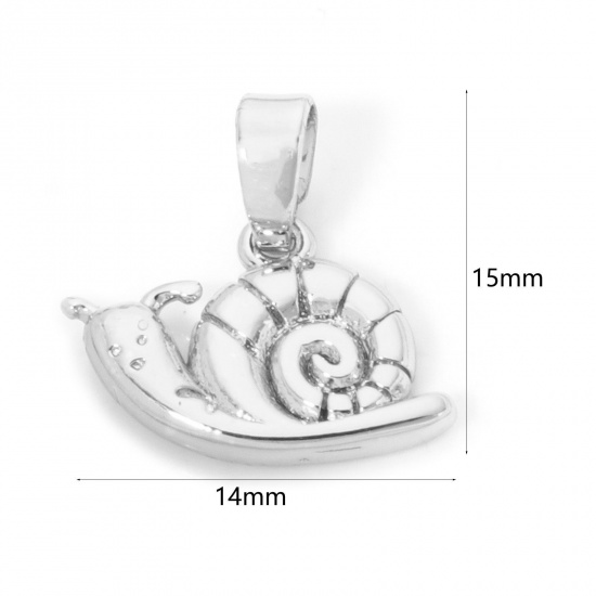 Immagine di 2 Pz Ottone Ciondoli Pendenti Vero Platino Placcato Chiocciola 15mm x 14mm