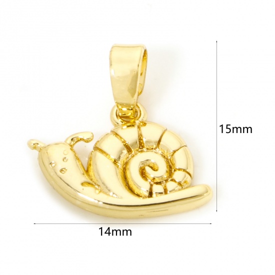 Immagine di 2 Pz Ottone Ciondoli Pendenti 18K Vero Oro Placcato Chiocciola 15mm x 14mm