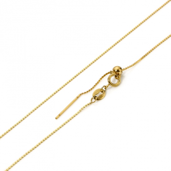 Imagen de 1 Unidad Recubrimiento al Vacío PVD Ecológico Sencillo Chapado en Oro de 18K 304 Acero Inoxidable Cadenas de Serpiente Collares de Bolo Deslizantes Ajustables 50cm longitud, Tamaño de la Cadena: 50cm