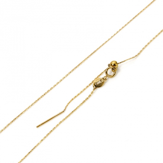 Imagen de 1 Unidad Recubrimiento al Vacío PVD Ecológico Sencillo Chapado en Oro de 18K 304 Acero Inoxidable Cadena Engastada Collares de Bolo Deslizantes Ajustables 50cm longitud, Tamaño de la Cadena: 50cm