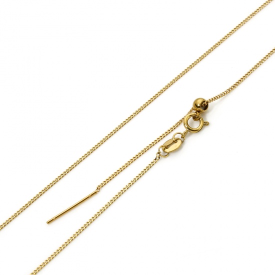Imagen de 1 Unidad Recubrimiento al Vacío PVD Ecológico Sencillo Chapado en Oro de 18K 304 Acero Inoxidable Cadenas de Curb Collares de Bolo Deslizantes Ajustables 50cm longitud, Tamaño de la Cadena: 50cm