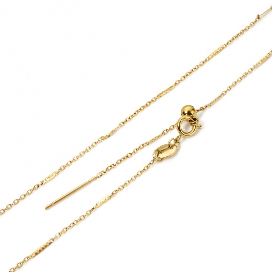 Imagen de 1 Unidad Recubrimiento al Vacío PVD Ecológico Sencillo Chapado en Oro de 18K 304 Acero Inoxidable Cadena de Cable Cruz Collares de Bolo Deslizantes Ajustables 50cm longitud, Tamaño de la Cadena: 50cm
