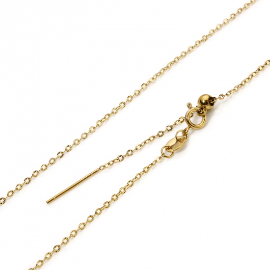 Imagen de 1 Unidad Recubrimiento al Vacío PVD Ecológico Sencillo Chapado en Oro de 18K 304 Acero Inoxidable Rollo Cadena Collares de Bolo Deslizantes Ajustables 50cm longitud, Tamaño de la Cadena: 50cm
