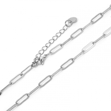 Immagine di Collana All'Ingrosso, Catena a Graffetta Tono Argento 304 Acciaio Inossidabile, Unisex Minimalista Regalo Gioielli Per Rivenditore, 40cm Lunghezza, Dimensione della Catena: 4mm, 1 Pz