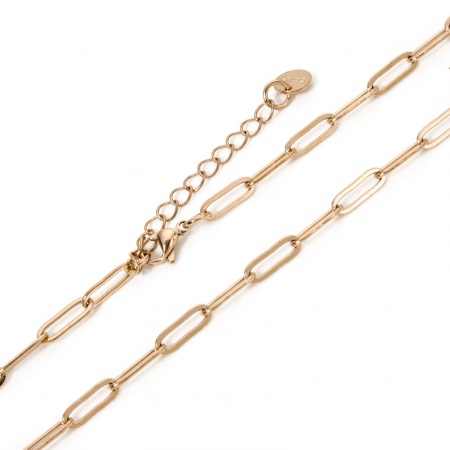 Bild von Großhandel Büroklammerkette Halskette, Rosegold 304 Edelstahl, Unisex Umweltfreundliche PVD-Vakuumbeschichtung Minimalistisch Geschenk Schmuck für Einzelhändler, 40cm lang, Kettengröße: 4mm, 1 Strang