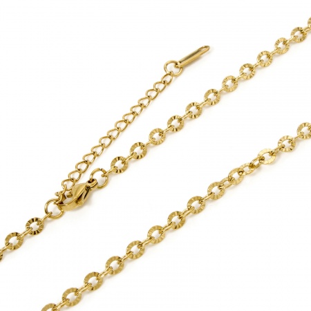 Picture of Wholesale Link Cable Chain Necklace, Gold Plated 304 Stainless Steel, Unisex Eco-friendly PVD Vacuum Plating Minimalist Gift Jewelry For Retailer, 40cm(15.7") long, Chain Size: 4mm, 1 Piece