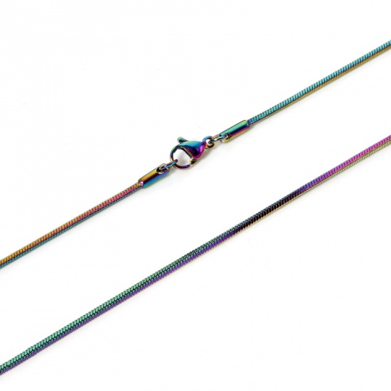 Immagine di 1 Pz Placcatura Sottovuoto PVD Ecologica 304 Acciaio Inossidabile Catena di Serpente Collana Colore Arcobaleno Placcato Con Aragosta Fermagli Fibbia 50cm Lunghezza, Dimensione della Catena 1.5mm