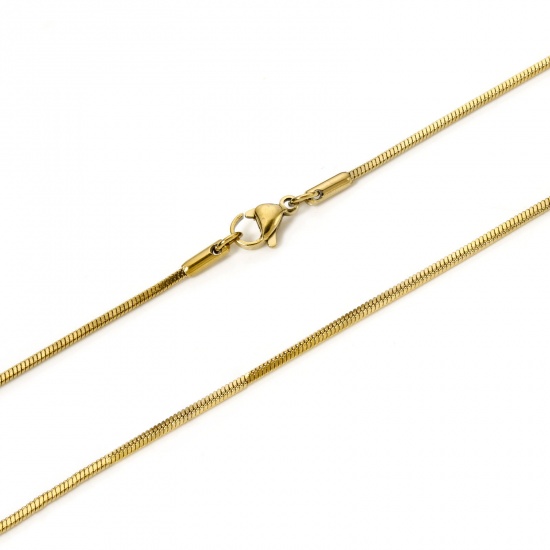 Immagine di 1 Pz Placcatura Sottovuoto PVD Ecologica 304 Acciaio Inossidabile Catena di Serpente Collana Oro Placcato Con Aragosta Fermagli Fibbia 60cm Lunghezza, Dimensione della Catena 1.5mm
