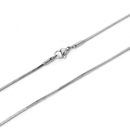 Immagine di 1 Pz 304 Acciaio Inossidabile Catena di Serpente Collana Tono Argento Con Aragosta Fermagli Fibbia 70cm Lunghezza, Dimensione della Catena 1.5mm