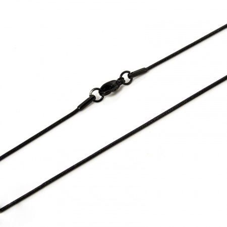Bild von Großhandel Schlangenkette Halskette, Schwarz 304 Edelstahl, Unisex Umweltfreundliche PVD-Vakuumbeschichtung Minimalistisch Geschenk Schmuck für Einzelhändler, 45cm lang, Kettengröße: 1.3mm, 1 Strang
