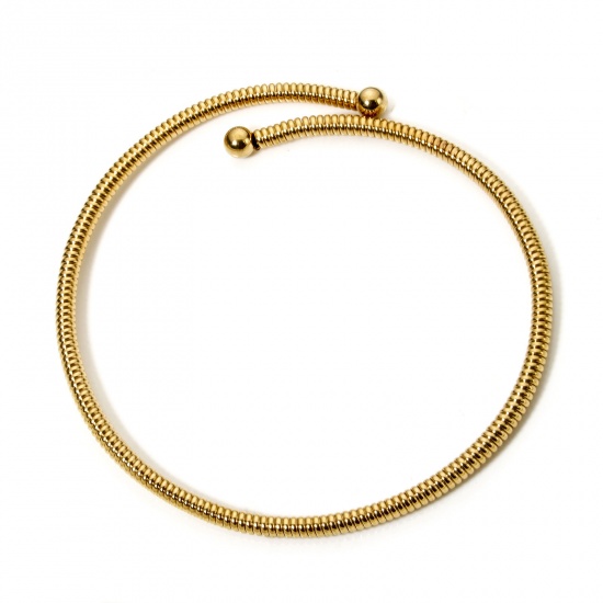 Picture of 1 Piece Eco-friendly PVD Vacuum Plating 304 Stainless Steel Collar Neck Ring Necklace For DIY Jewelry Making Spiral Gold Plated 51cm(20.1") long