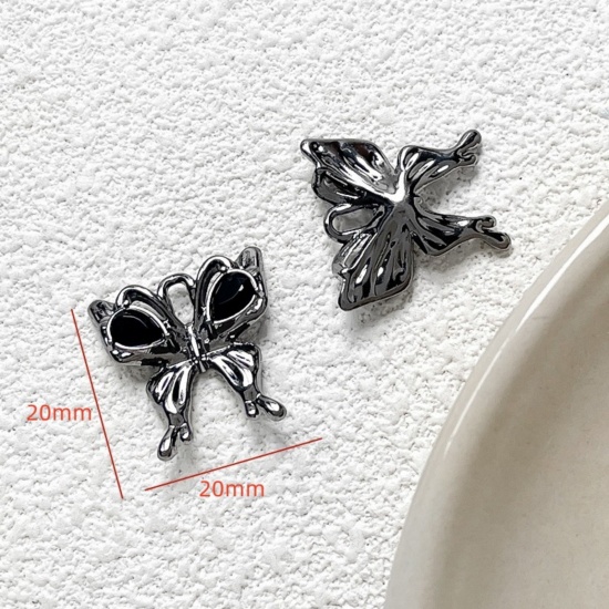 Imagen de 5 Unidades Zamak Gótico Colgantes Gunmetal Mariposa Negro Rhinestone) 20mm x 20mm