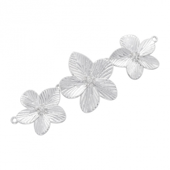 Image de 1 Pièce Connecteurs Pendentifs Breloques en Laiton Fleur Plaqué Platine 6.7cm x 2.4cm