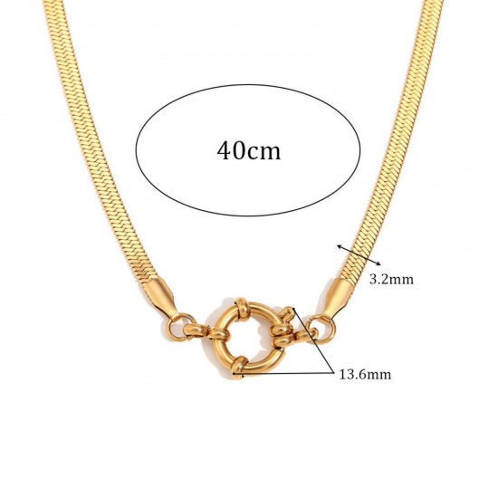 Immagine di 1 Pz Placcatura Sottovuoto 304 Acciaio Inossidabile Catena di Serpente Piatta Collana Placcato Oro 18K Con Chiusura A Molla 40cm Lunghezza, Dimensione della Catena 3.2mm