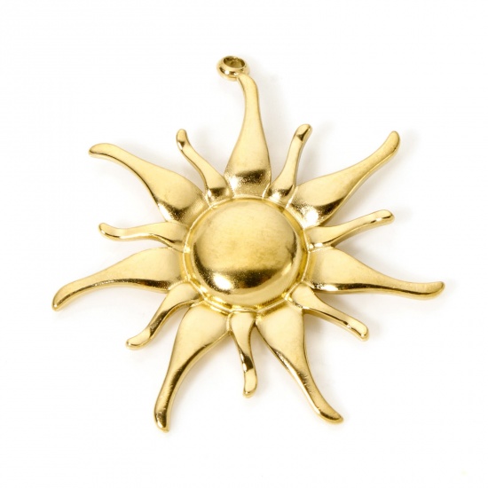 Picture of 1 Piece Eco-friendly PVD Vacuum Plating 304 Stainless Steel Galaxy Pendants 18K Real Gold Plated Sun 3.4cm x 3.2cm