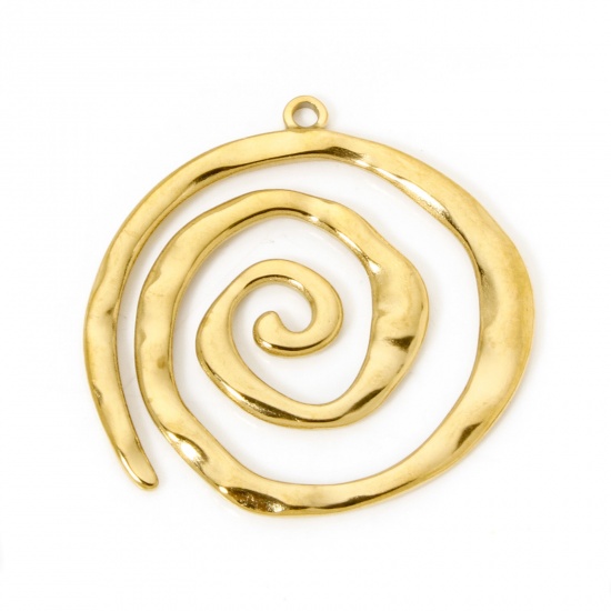 Picture of 1 Piece Eco-friendly PVD Vacuum Plating 304 Stainless Steel Pendants 18K Real Gold Plated Spiral 4.2cm x 4.2cm