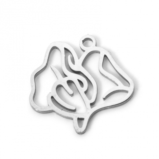 Imagen de 2 Unidades 304 Acero Inoxidable Flor del Mes de Nacimiento Colgantes Abril Tono de Plata Guisante Dulce Hueco 13mm x 13mm