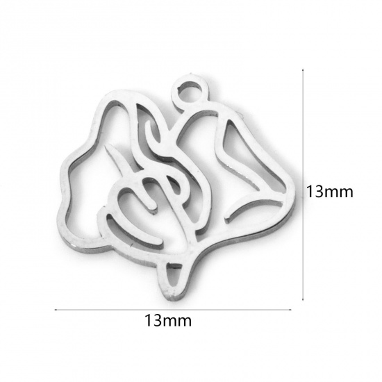Imagen de 2 Unidades 304 Acero Inoxidable Flor del Mes de Nacimiento Colgantes Abril Tono de Plata Guisante Dulce Hueco 13mm x 13mm