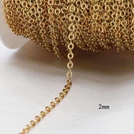 Picture of 1 M Brass Link Cable Chain For Handmade DIY Jewelry Making Findings 18K Gold Plated 2mm