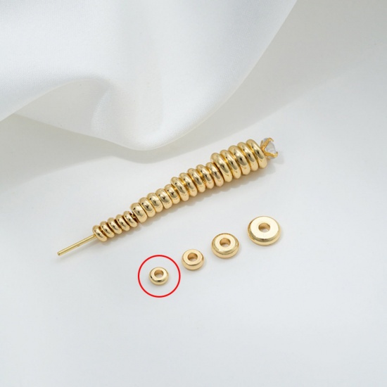 Image de 10 Pcs Perles d'Espacement Accessories pour DIY Fabrication de Bijoux de Bracelet en Laiton Respectueux de la Nature Plaqué Or Véritable 14K Plat-Rond Env. 3mm Dia.