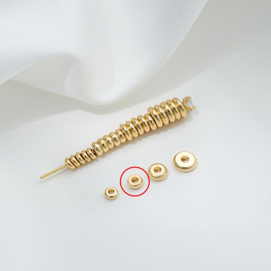 Image de 10 Pcs Perles d'Espacement Accessories pour DIY Fabrication de Bijoux de Bracelet en Laiton Respectueux de la Nature Plaqué Or Véritable 14K Plat-Rond Env. 4mm Dia.