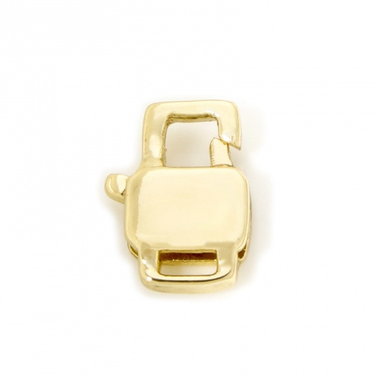 Picture of 1 Piece Eco-friendly Brass Lobster Clasp Findings Rectangle 12mm x 8mm