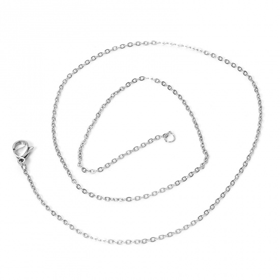 Immagine di 1 Pacchetto ( 10 Pz/Pacchetto) 304 Acciaio Inossidabile Cavo Catena Collana Tono Argento 45cm Lunghezza, Dimensione della Catena 1.6mm