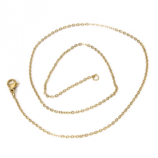 Immagine di 1 Pacchetto ( 10 Pz/Pacchetto) 304 Acciaio Inossidabile Cavo Catena Collana Oro Placcato 45cm Lunghezza, Dimensione della Catena 1.6mm