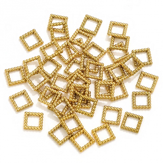 Picture of 5 PCs 1.1mm 304 Stainless Steel Closed Soldered Jump Rings Findings Square 18K Gold Plated 6mm x 6mm