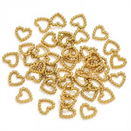 Picture of 5 PCs 1.1mm 304 Stainless Steel Closed Soldered Jump Rings Findings Heart 18K Gold Plated 7mm x 6mm