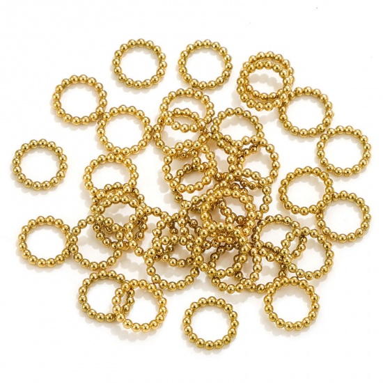 Picture of 5 PCs 1.1mm 304 Stainless Steel Closed Soldered Jump Rings Findings Round 18K Gold Plated 7mm Dia.