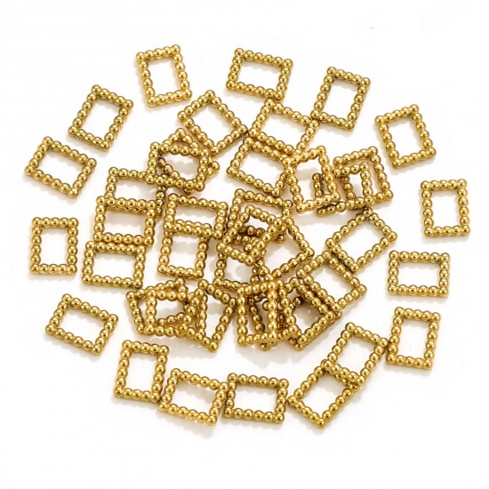 Picture of 5 PCs 1.1mm 304 Stainless Steel Closed Soldered Jump Rings Findings Rectangle 18K Gold Plated 6.5mm x 5mm