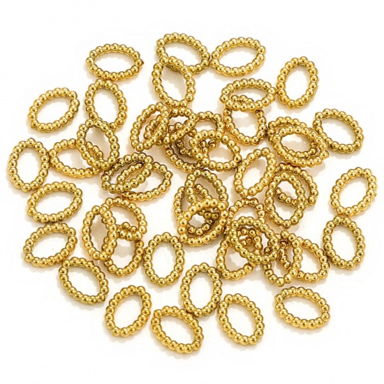 Picture of 5 PCs 1.1mm 304 Stainless Steel Closed Soldered Jump Rings Findings Oval 18K Gold Plated 7mm x 5mm