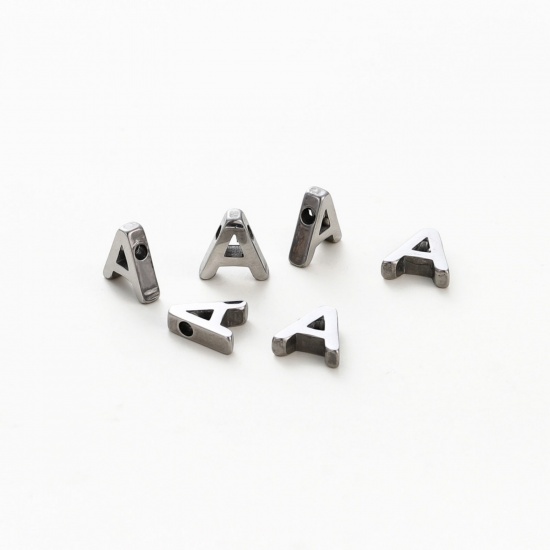 Immagine di 5 Pz 304 Acciaio Inossidabile Mini Ciondoli Tono Argento Lettera Maiuscola Messaggio " A " Brunitura a Rulli 9.5mm x