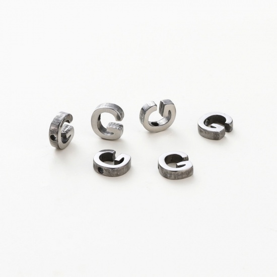 Immagine di 5 Pz 304 Acciaio Inossidabile Mini Ciondoli Tono Argento Lettera Maiuscola Messaggio " G " Brunitura a Rulli 10mm x 9mm