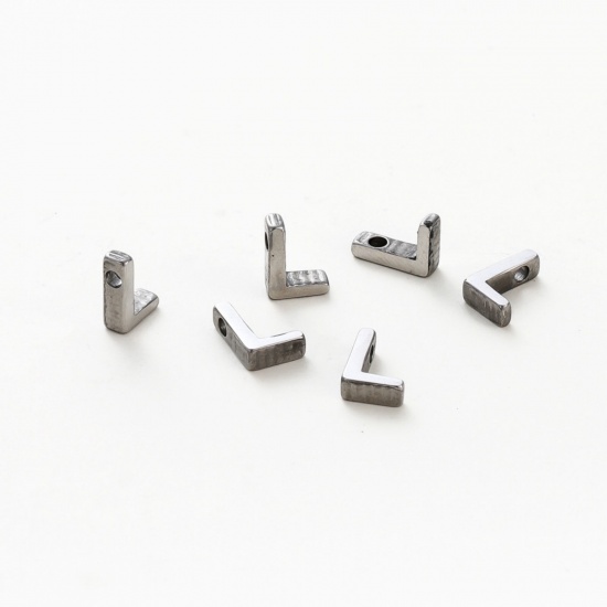 Immagine di 5 Pz 304 Acciaio Inossidabile Mini Ciondoli Tono Argento Lettera Maiuscola Messaggio " L " Brunitura a Rulli 9mm x 6.5mm
