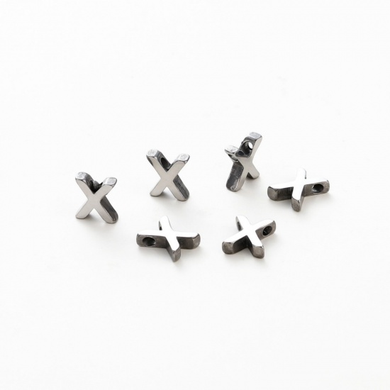 Immagine di 5 Pz 304 Acciaio Inossidabile Mini Ciondoli Tono Argento Lettera Maiuscola Messaggio " K " Brunitura a Rulli 10mm x 8mm