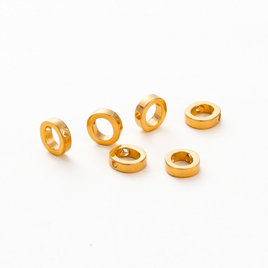 Image de 5 Pcs Breloques en 304 Acier Inoxydable Placage sous Vide Mini Plaqué Or 18K Alphabet Initial/ Lettre Majuscule Gravé Mots" O " Brunissage au Rouleau 10mm x 9mm