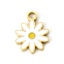 Immagine di 1 Pz Placcatura Sottovuoto PVD Ecologica 304 Acciaio Inossidabile Mini Ciondoli Placcato Oro 18K Bianco Fiore Margherita Smalto 11.5mm x 9mm